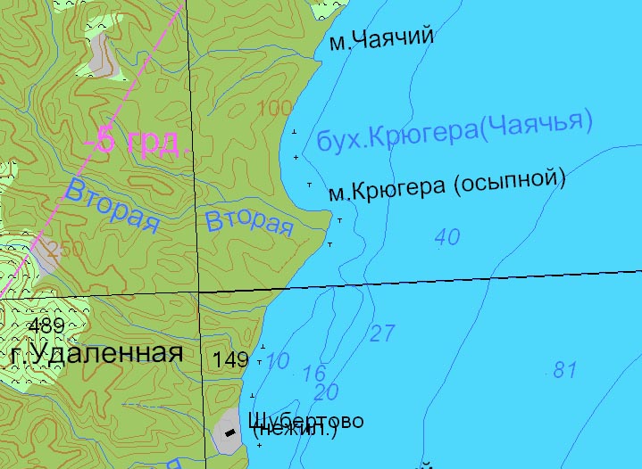 Бухта Крашенинникова Карта
