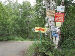 Вывески у дороги на дачу