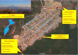 Схема села Лазо и выезда на туристские маршруты по Камчатке