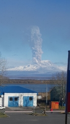 Вулкан Шивелуч, вид из поселка Ключи Камчатского края