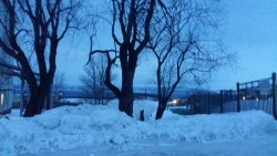 Ветер дует порывами... Иногда мелкий очень колючий снег...